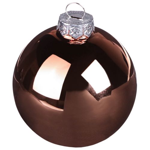 Artikel Kerstballen zilver abrikoos glazen bollen Ø6cm 24 st