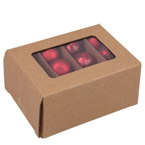 Artikel Kerstballen in rood vintage glas mini Ø3cm 22 st