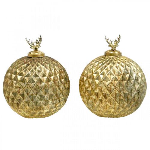 Floristik24 Kerstballen rendier vintage boomversiering goud Ø12cm 2st