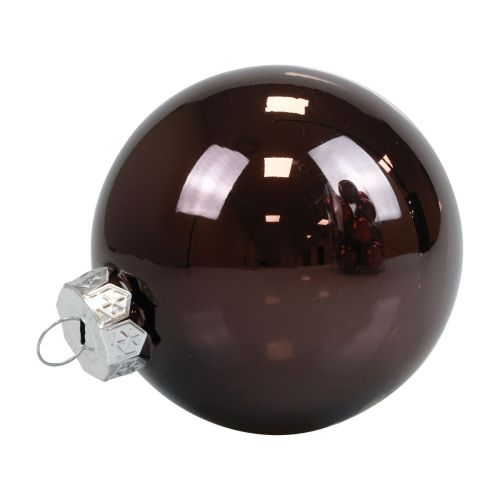 Artikel Kerstballen glas bruin mix boomballen glanzend Ø7,5cm 12 stuks