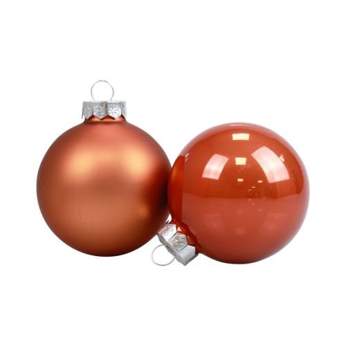 Floristik24 Kerstballen glazen kerstboomballen rood bruin Ø6,5cm 24 st