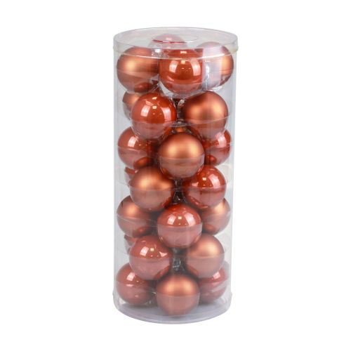 Floristik24 Kerstballen glazen kerstboomballen rood bruin Ø6,5cm 24 st