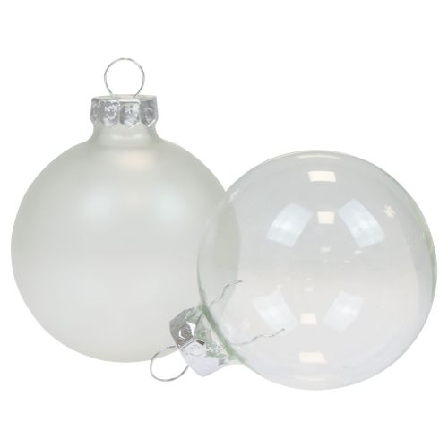 Floristik24 Kerstballen glas helder ondoorzichtig kerstboomballen Ø6cm 6 st