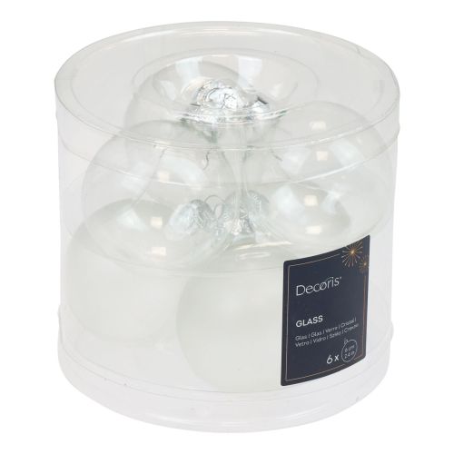 Floristik24 Kerstballen glas helder ondoorzichtig kerstboomballen Ø6cm 6 st