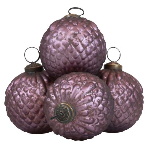 Floristik24 Kerstballen glas paars kerstboomballen vintage Ø7cm 4st