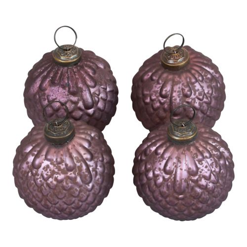 Floristik24 Kerstballen glas paars kerstboomballen vintage Ø7cm 4st