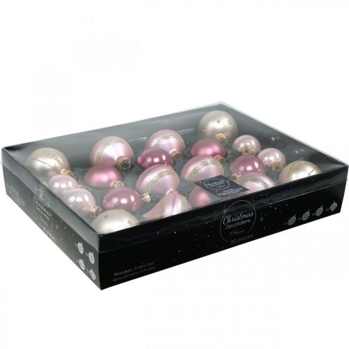 Floristik24 Kerstballen glas roze geel assorti Ø4,5-7cm 20 st