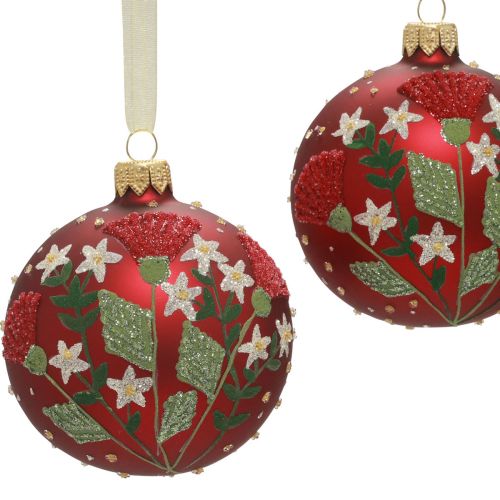 Artikel Kerstballen glas rood kerstboomballen weide Ø8cm 6st