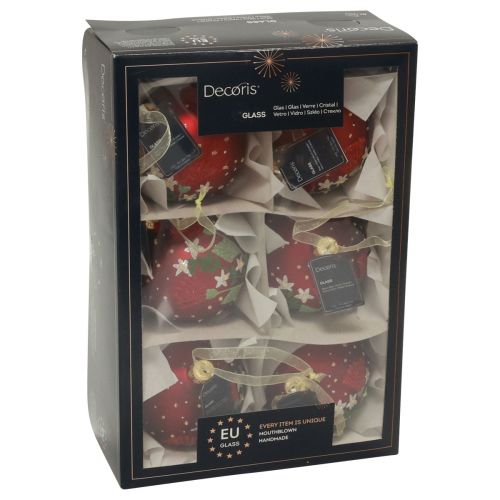 Artikel Kerstballen glas rood kerstboomballen weide Ø8cm 6st