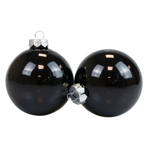 Floristik24 Kerstballen glas zwarte boomballen glanzend Ø7,5cm 12 stuks