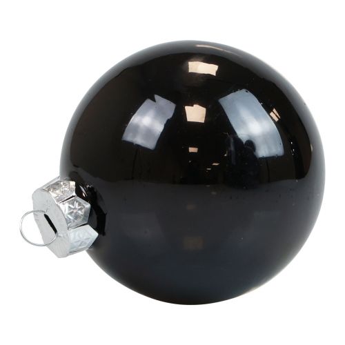 Floristik24 Kerstballen glas zwarte boomballen glanzend Ø7,5cm 12 stuks