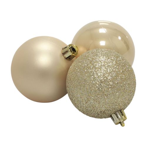 Artikel Kerstballen kunststof champagne glitter mat Ø6cm 10 st