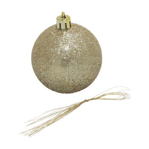 Artikel Kerstballen kunststof champagne glitter mat Ø6cm 10 st