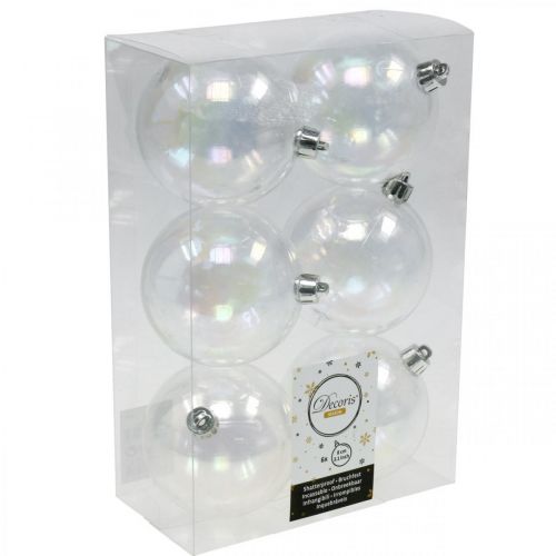 Floristik24 Kerstballen kunststof transparant iriserend Ø8cm 6st