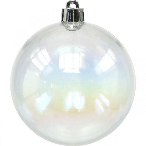 Floristik24 Kerstballen kunststof transparant iriserend Ø8cm 6st