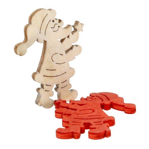 Floristik24 Kerstman houten strooidecoratie rood, naturel 4cm 72 st