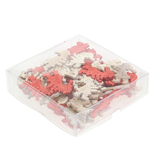 Floristik24 Kerstman houten strooidecoratie rood, naturel 4cm 72 st