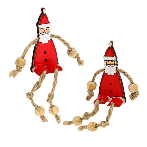 Kerstmanfiguur zittend 6,5 cm rood 12st