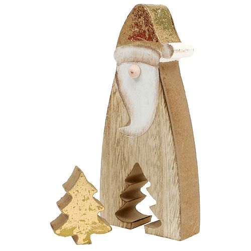 Floristik24 Kerstman hout met dennen goud 17cm