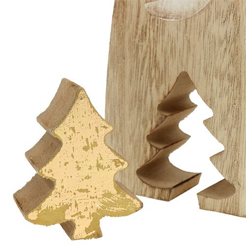 Floristik24 Kerstman hout met dennen goud 17cm