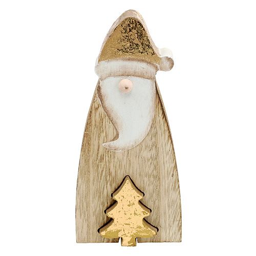 Floristik24 Kerstman hout met dennen goud 17cm