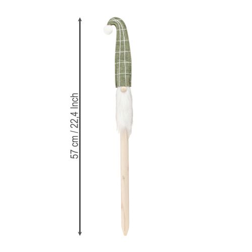 Artikel Kerstman op een stokje Kerstkabouter groen 57cm 4 stuks