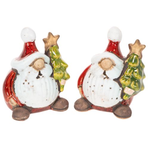 Kerstmanfiguurtje met kerstboomversiering, 7 cm, 2 stuks