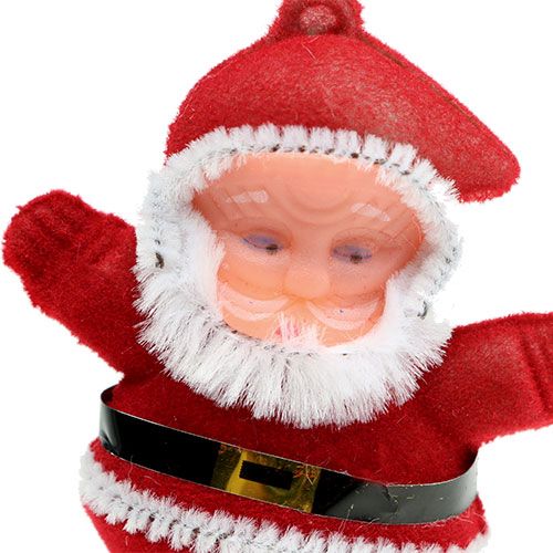 Floristik24 Kerstman 6cm rood gevlokt op stok 48 st