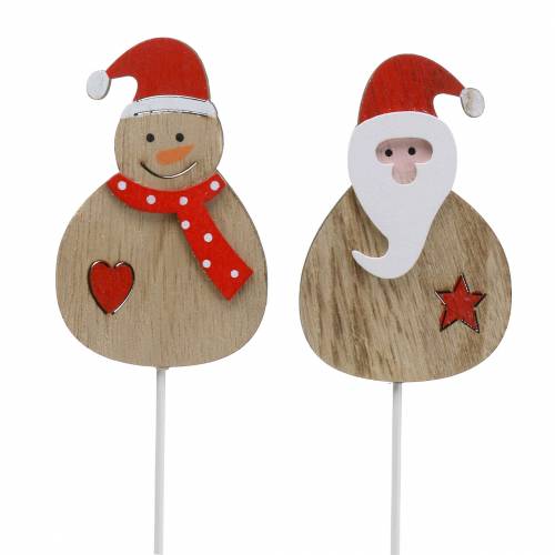 Floristik24 Decoratieve plug Kerstman/Sneeuwpop 7cm 12 st