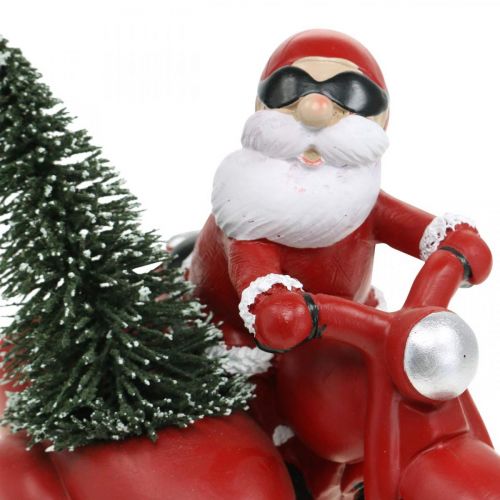 Floristik24 Decoratief figuur Kerstman op motor met dennenboom 19,5×13×16cm