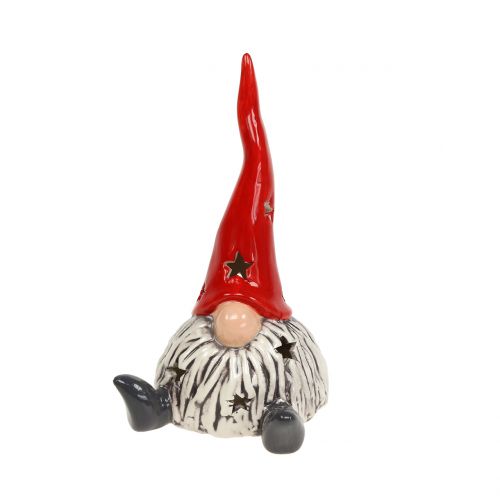 Floristik24 Kerstelf rood, grijs met licht 1 st