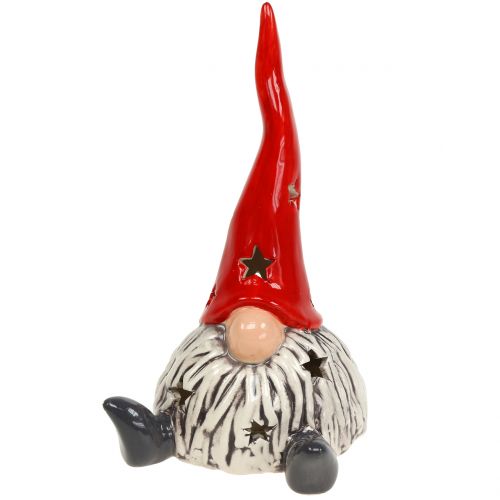 Floristik24 Decoratiefiguur kerstelf met licht rood, grijs 20cm