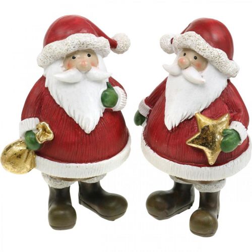 Decoratiefiguur Kerstman met ster / zakje H13cm 2st