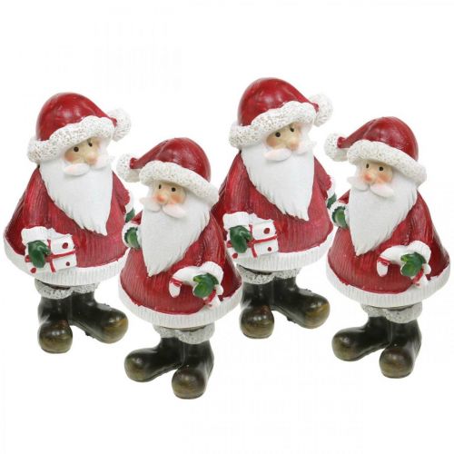 Floristik24 Decoratiefiguur Kerstman met zuurstok/cadeau H8,5cm 4st