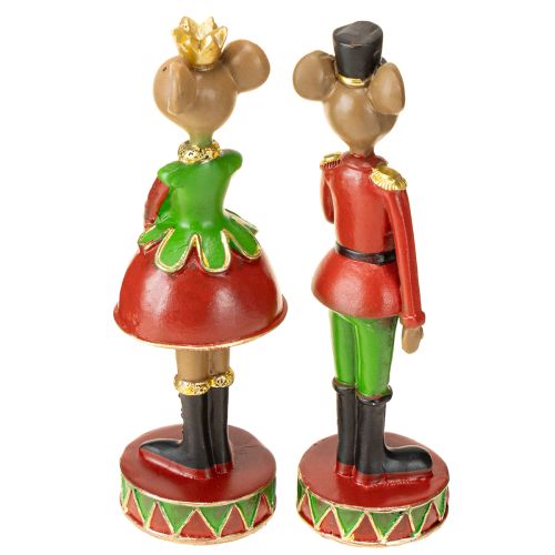 Artikel Kerstmuis decoratie figuren 14,5cm rood-groen 2 stuks
