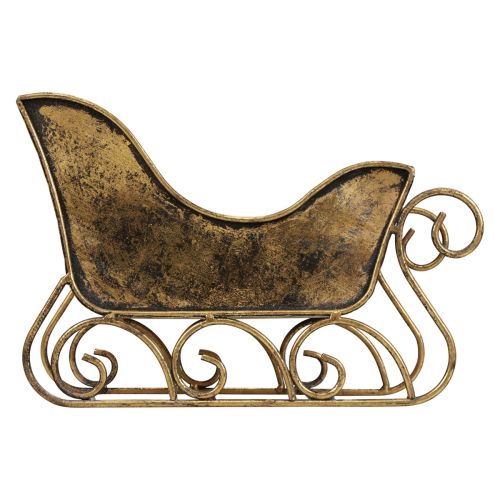 Floristik24 Kerstslee metalen sierslee goud 30×12×20cm