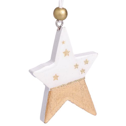 Artikel Kerstversiering houten sterrenboom hart 6,5–7 cm 6 st