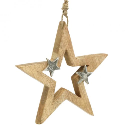 Floristik24 Kerstster om op te hangen Ster houten decoratie Kerst H22cm