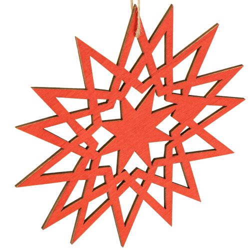 Artikel Kerstster houten decoratie om op te hangen Ø12/15cm 8 stuks