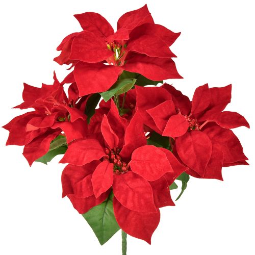 Poinsettia Rode Kunstplant 5 Bloemen 40cm