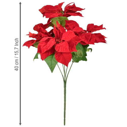 Artikel Poinsettia Rode Kunstplant 5 Bloemen 40cm