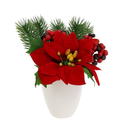 Floristik24 Poinsettia in een pot rode kunstmatige H11cm