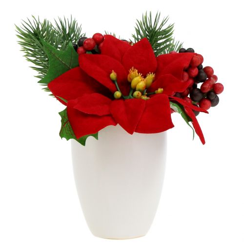 Floristik24 Poinsettia in een pot rode kunstmatige H11cm