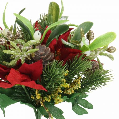 Floristik24 Kunst winterboeket met kegels, adventsdecoratie L30cm bundel van 4 stuks