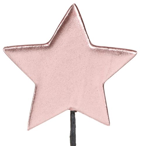 Kerststerren op stokje roze Ø7cm – 2e keus – 24 stuks