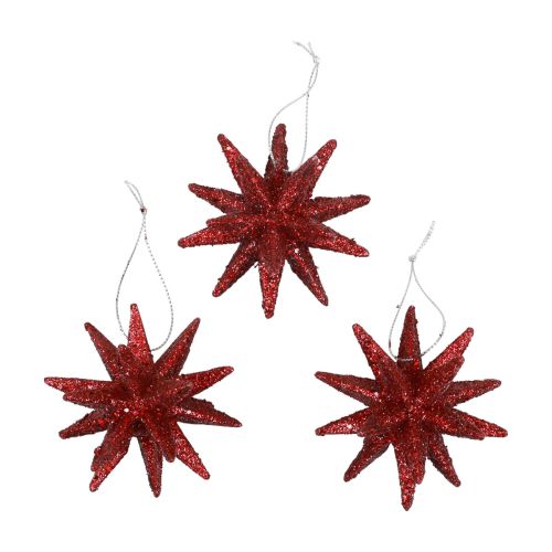 Floristik24 Kerststerren kerstversiering rood glitter Ø7cm 6st