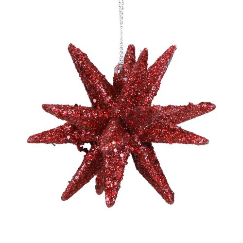 Artikel Kerststerren kerstversiering rood glitter Ø7cm 6st