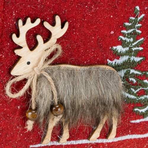 Artikel Kersttas rood met bont 15,5cm x 18cm 3 st