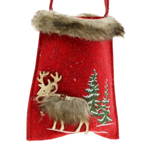 Artikel Kersttas rood met bont 15,5 cm x 18 cm 3 stks