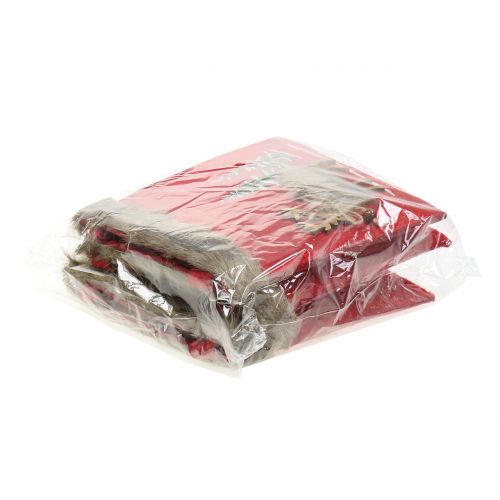 Artikel Kersttas rood met bont 15,5cm x 18cm 3 st